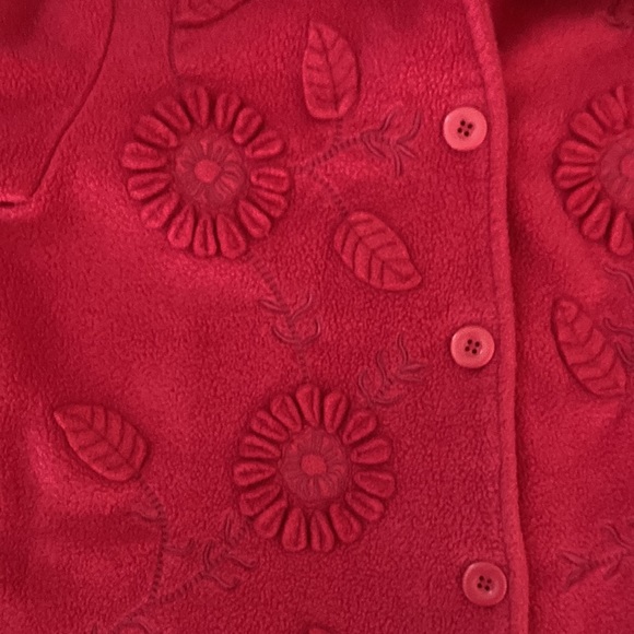 NWOT •Susan Graver•Fleece Jacket Button Down Front Flower Appliqué’s Ladies Med - Picture 9 of 9